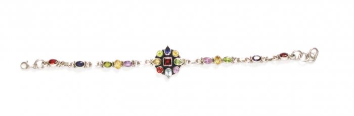 ST214 Cut Stone Mixed Stones Bracelet in Sterling Silver