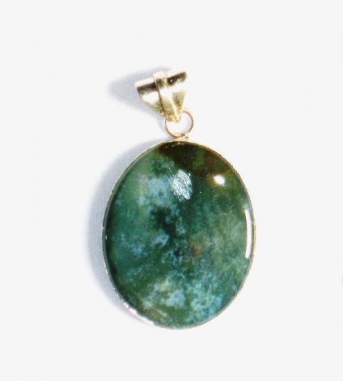 PN165 Moss Agate Pendant in Sterling Silver