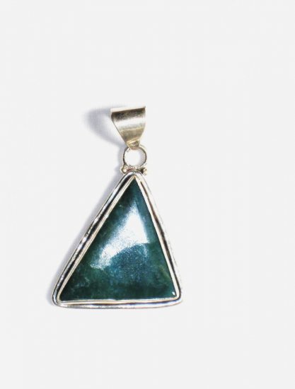 PN166 Moss Agate Pendant in Sterling Silver