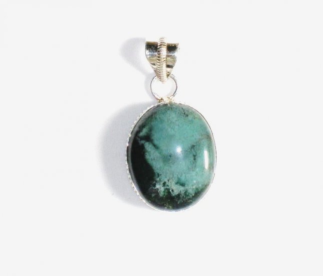 PN173 Moss Agate Pendant in Sterling Silver