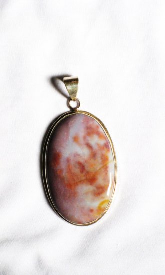 PN226 Moss Agate Pendant in Sterling Silver
