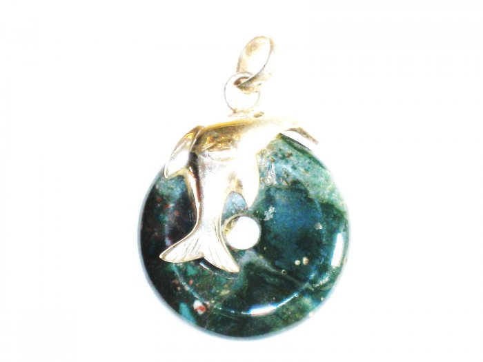 PN247 Moss Agate Pendant in Sterling Silver