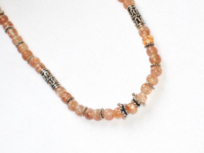 ST084 Pink Agate Necklace in Sterling Silver