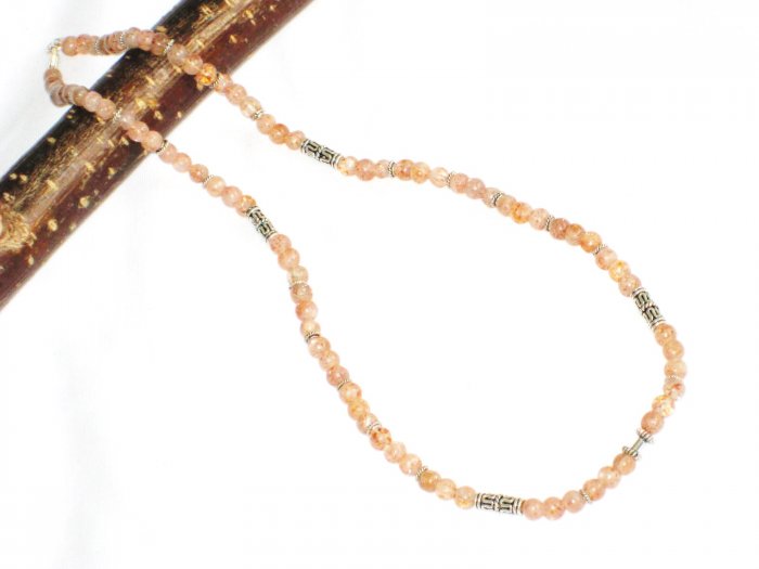 ST661 Pink Opal Necklace in Sterling Silver