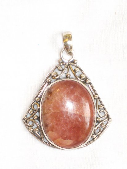 PN063 Pink Opal Pendant in Sterling Silver