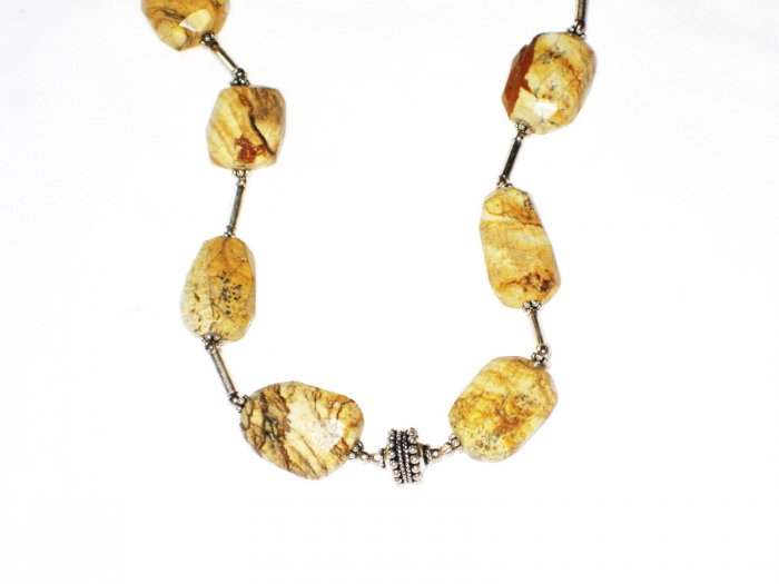 ST426 Landscape Jasper Necklace in Sterling Silver