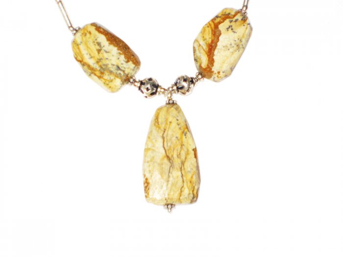ST554 Landscape Jasper Necklace in Sterling Silver