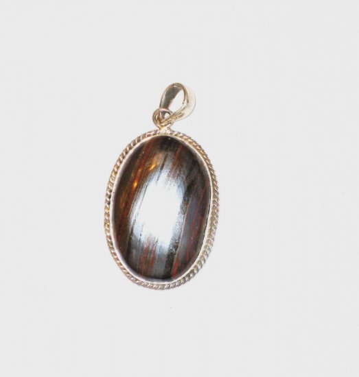 PN107 Tiger Iron Pendant in Sterling Silver