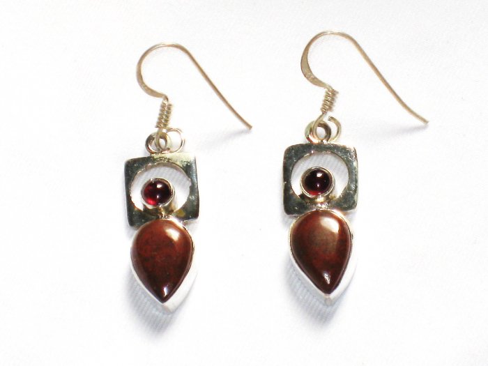 ER053 Red Jasper Earrings in Sterling Silver