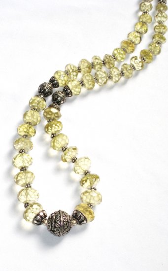 ST029 Lemon Quartz Necklace in Sterling Silver