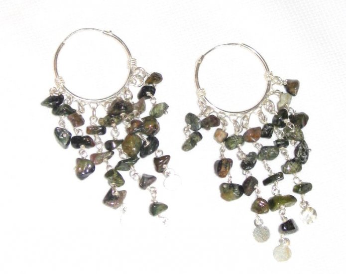 ST383 Mixed Stones Earrings in Sterling Silver
