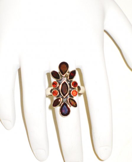RG014 Garnet Ring in Sterling Silver, Size 7