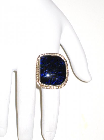 RG044 Dichroic Glass Ring in Sterling Silver, Size 6