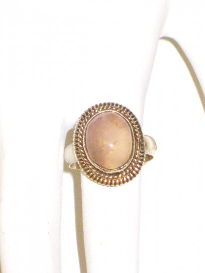 RG024 Rose Quartz Ring in Sterling Silver, Size 6