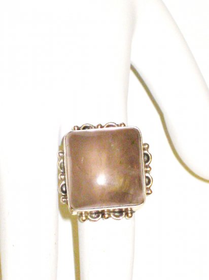 RG026 Rose Quartz Ring in Sterling Silver, Size 6