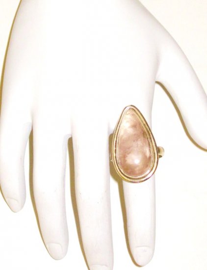 RG028 Rose Quartz Ring in Sterling Silver, Size 8