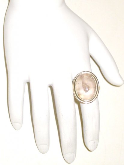 RG041 Rose Quartz Ring in Sterling Silver, Size 8