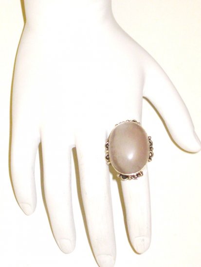 RG043 Rose Quartz Ring in Sterling Silver, Size 6