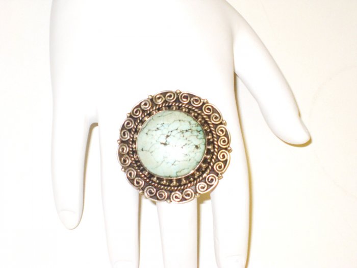 RG006 Turquoise Ring in Sterling Silver, Size 6