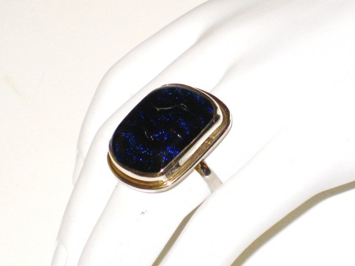 RG054 Dichroic Glass Ring in Sterling Silver