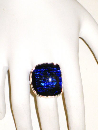 RG055 Dichroic Glass Ring in Sterling Silver