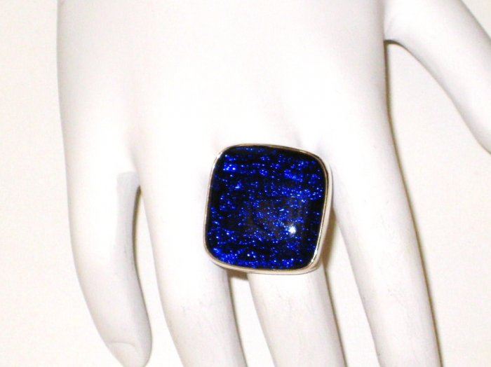 RG062 Dichroic Glass Ring in Sterling Silver