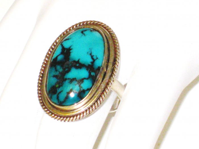 RG090 Turquoise Ring in Sterling Silver, Size 7