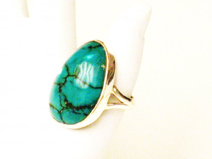 RG134 Turquoise Ring in Sterling Silver, Size 7