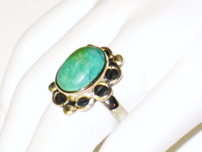 RG086 Turquoise Ring in Sterling Silver, Size 8