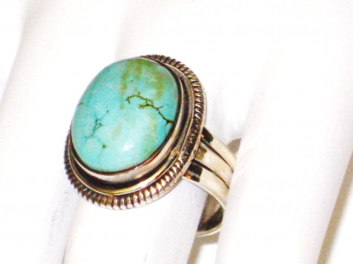 RG087 Turquoise Ring in Sterling Silver, Size 8