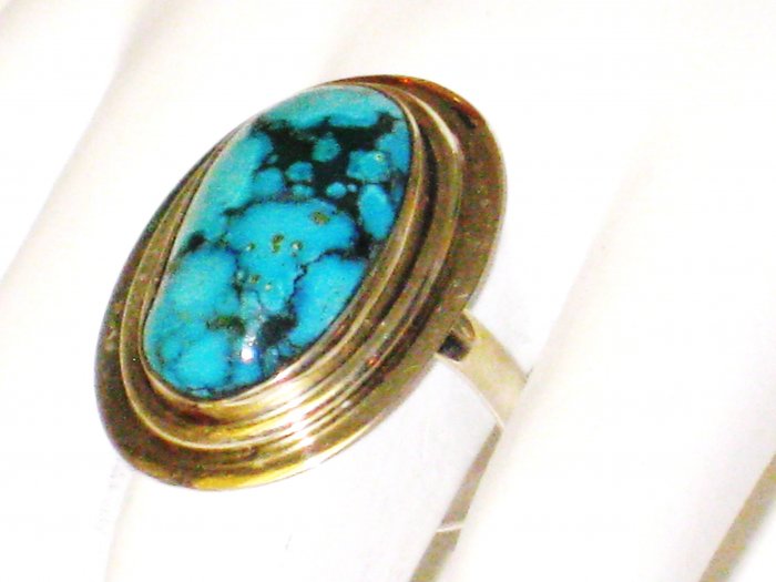 RG088 Turquoise Ring in Sterling Silver, Size 8