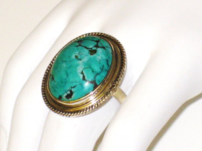 RG097 Turquoise Ring in Sterling Silver, Size 8