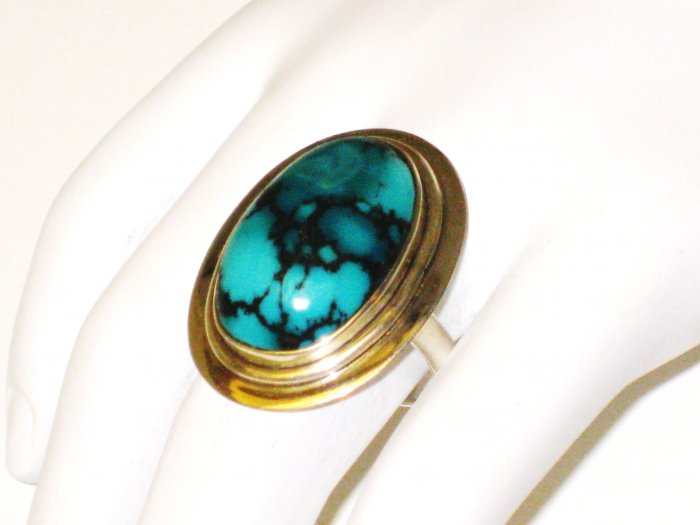 RG099 Turquoise Ring in Sterling Silver, Size 8