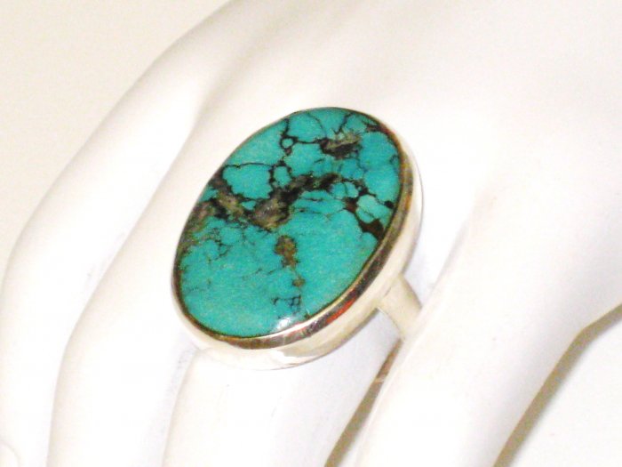 RG102 Turquoise Ring in Sterling Silver, Size 8