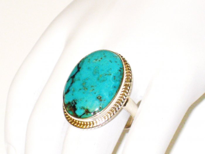 RG109 Turquoise Ring in Sterling Silver, Size 8