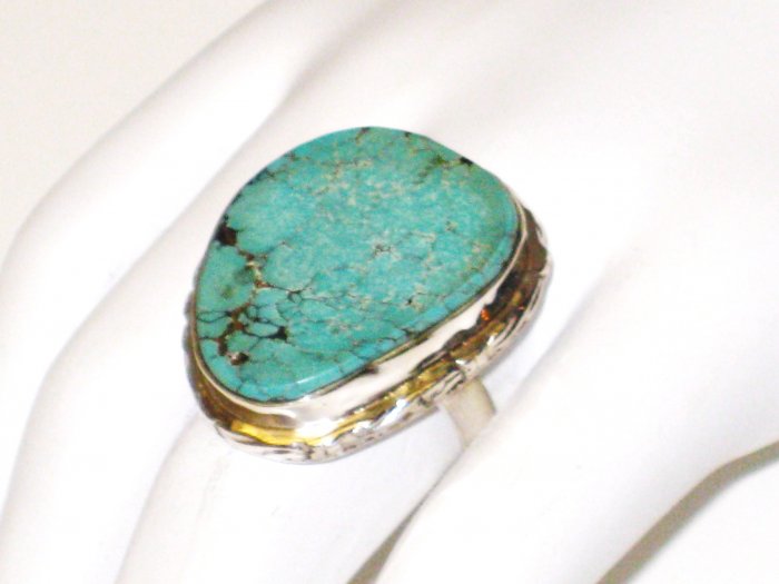 RG111 Turquoise Ring in Sterling Silver, Size 8
