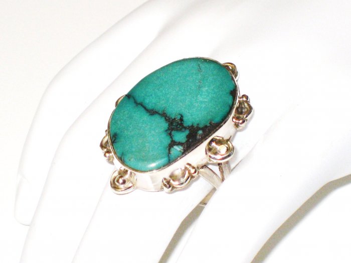 RG121 Turquoise Ring in Sterling Silver, Size 8