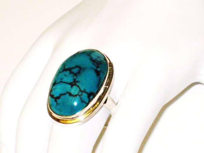 RG125 Turquoise Ring in Sterling Silver, Size 8