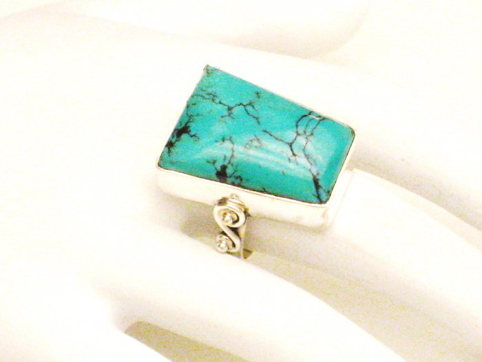 RG127 Turquoise Ring in Sterling Silver, Size 8