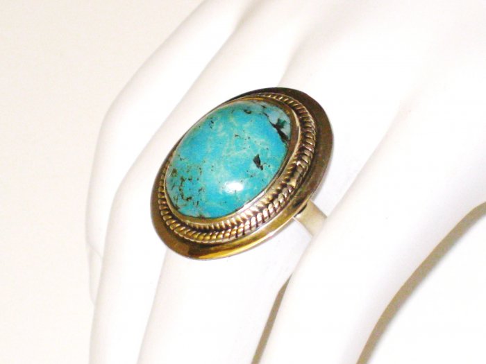 RG094 Turquoise Ring in Sterling Silver, Size 9