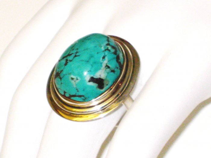 RG096 Turquoise Ring in Sterling Silver, Size 9