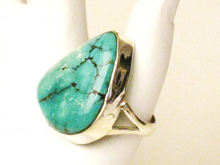 RG118 Turquoise Ring in Sterling Silver, Size 9