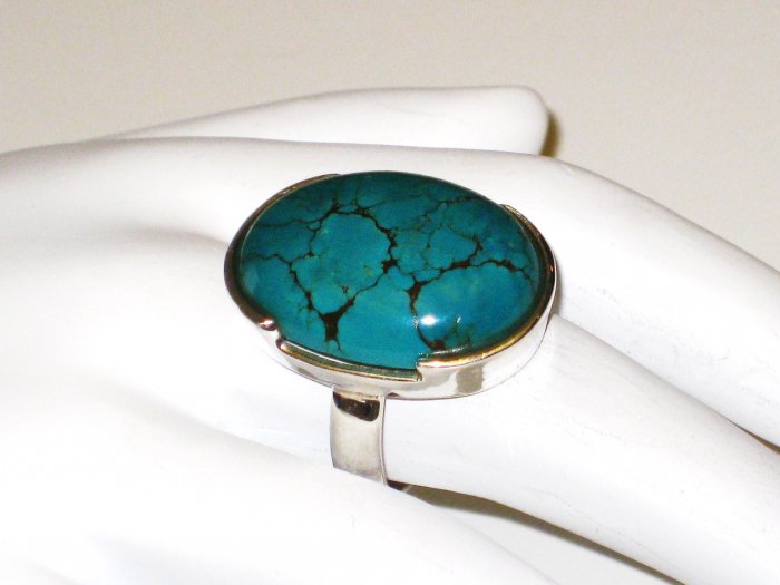 RG141 Turquoise Ring in Sterling Silver, Size 7