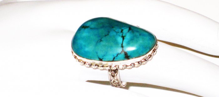 RG142 Turquoise Ring in Sterling Silver, Size 7