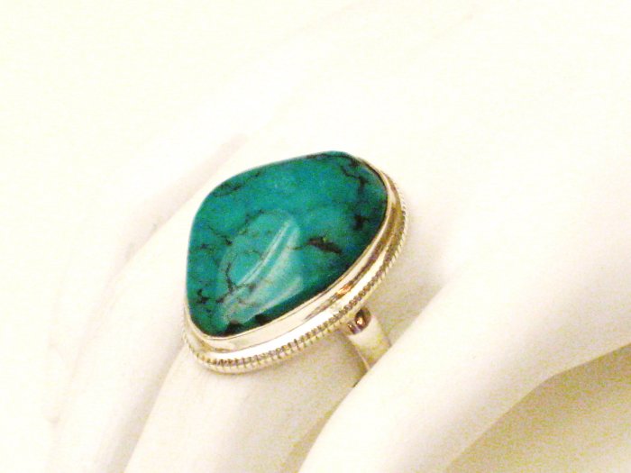 RG161 Turquoise Ring in Sterling Silver, Size 7