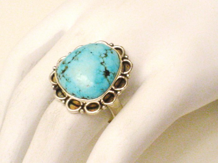 RG158 Turquoise Ring in Sterling Silver, Size 8