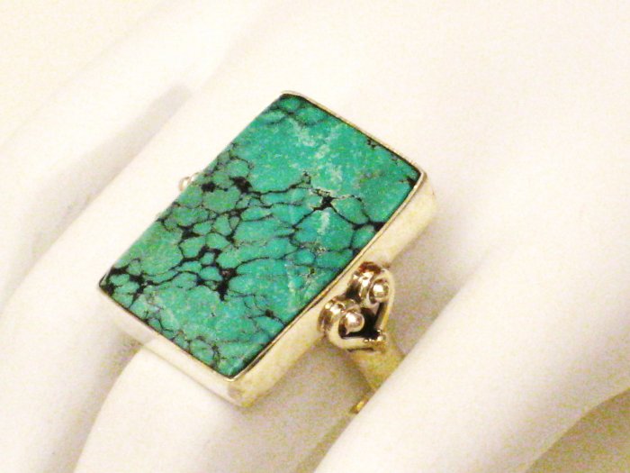 RG167 Turquoise Ring in Sterling Silver, Size 8