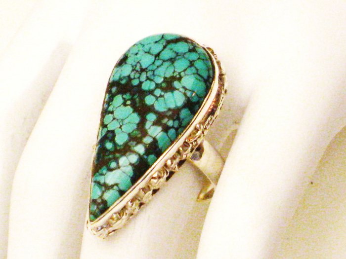 RG176 Turquoise Ring in Sterling Silver, Size 8