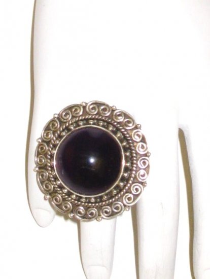 RG064 Garnet Ring in Sterling Silver, Size 6