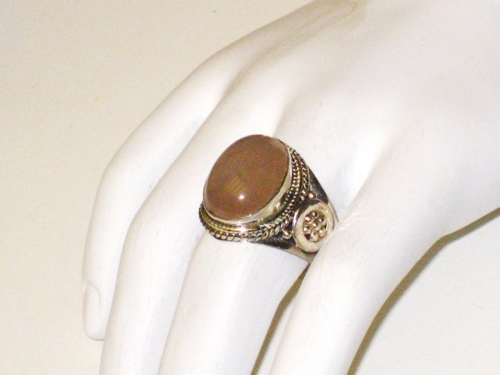 RG068 Rose Quartz Ring in Sterling Silver, Size 9